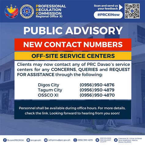 prc contact number davao|PUBLIC ADVISORY NEW .